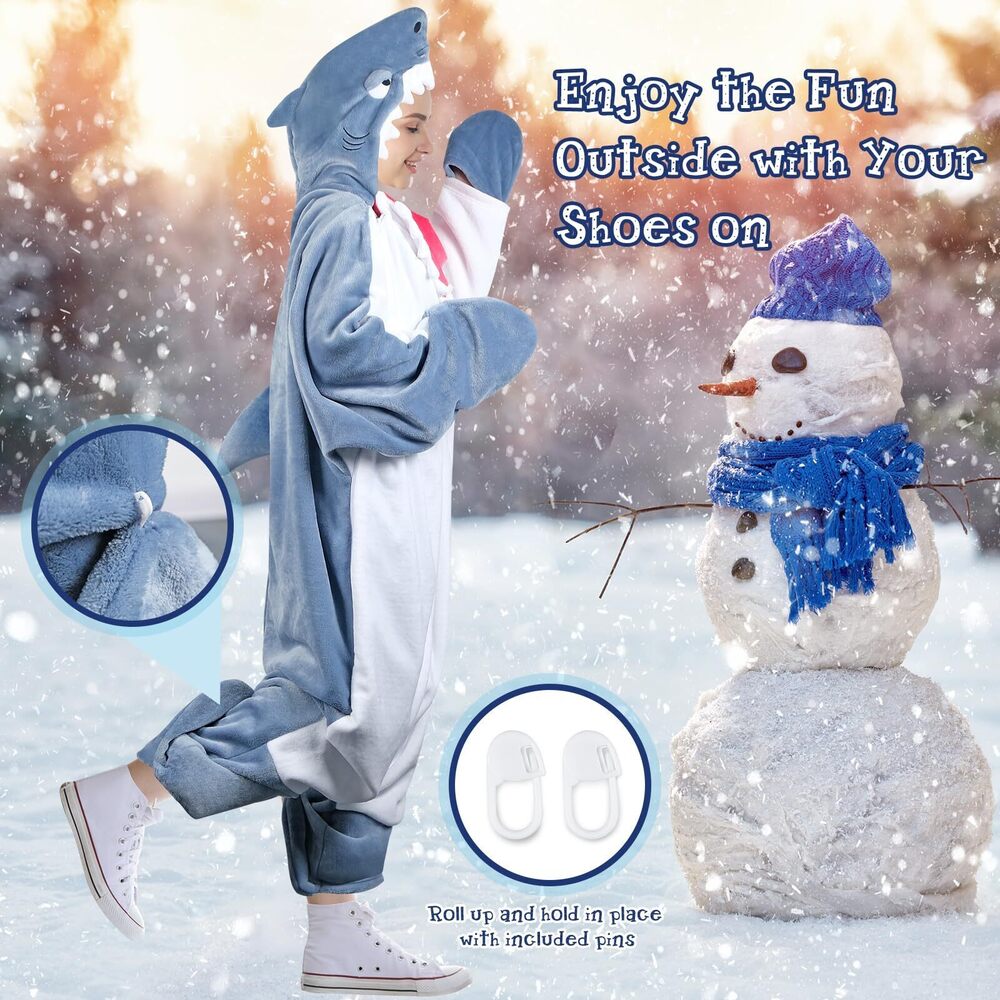 9529 Shark Blanket Hoodie Onesie & , Upgraded Zipper Design, Arms & Feet - Picture 6 of 6
